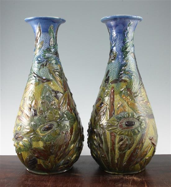 A pair of large C. H. Brannam pottery baluster vases, c.1902, 46.5cm